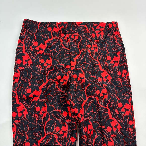 Men’s Halloween Balck Red Fear Bones Halloween Print Suit Size XL - Picture 3 of 15